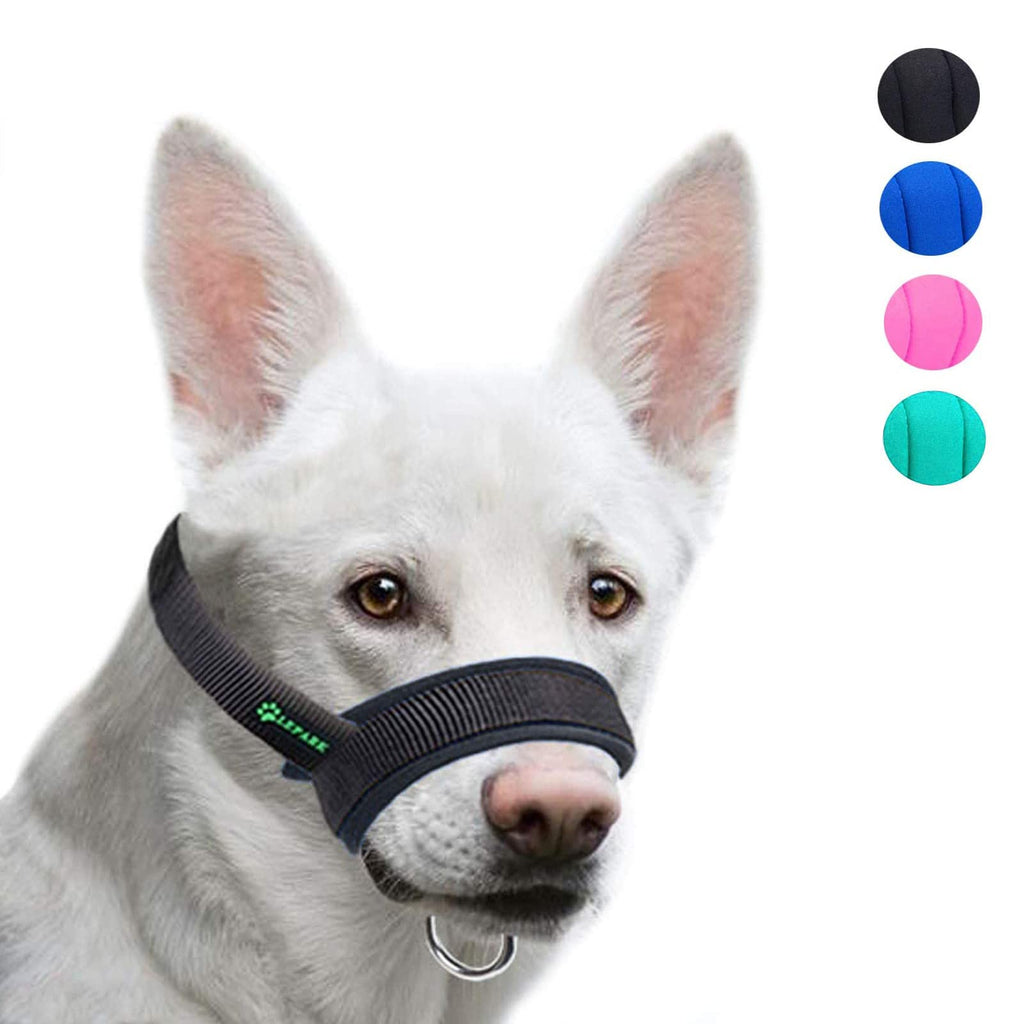 ILEPARK fabric muzzle to stop dogs from biting, barking and chewing, adjustable neck, breathable (S, black) S black - PawsPlanet Australia