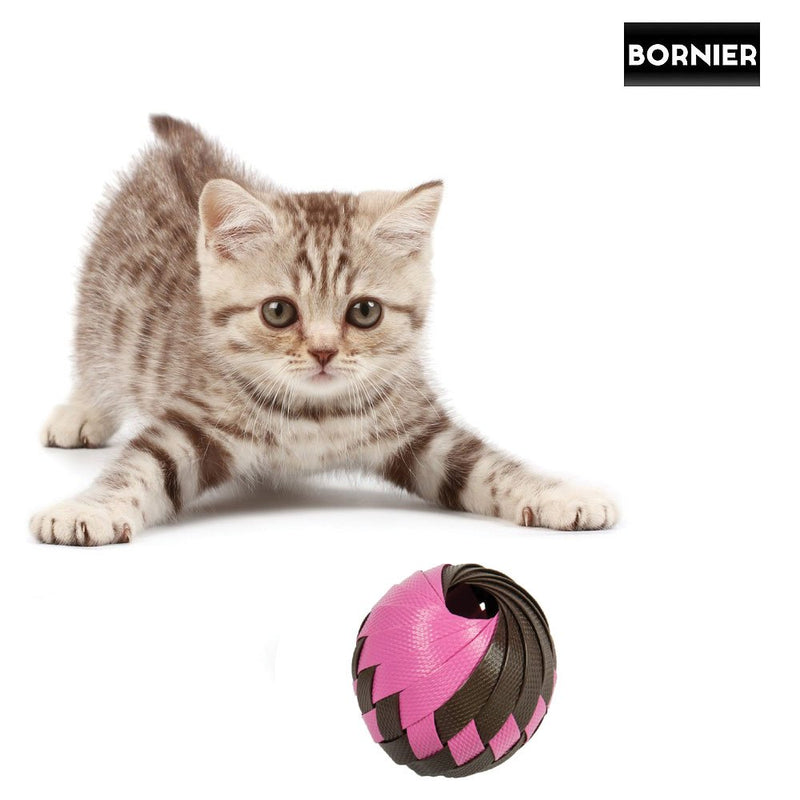 [Australia] - BORNIER Cat Toys Pet Toys | Strap Ball with Jingle Bells Chase Toy for Pets Kittens (Comes W/BoxCave Microfiber Cleaning Cloth) Pink Brown 