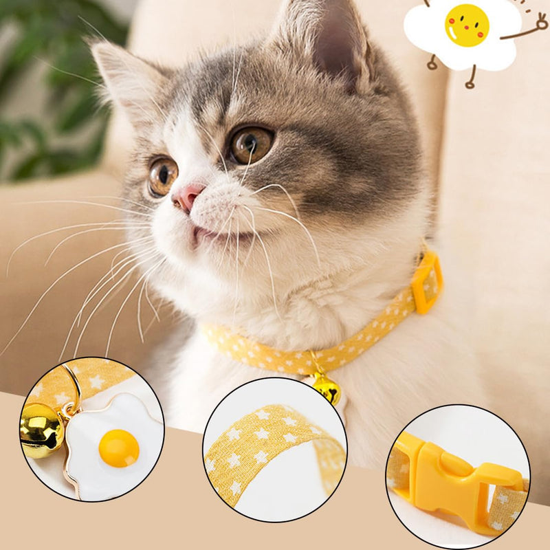 AAED Pack of 4 cat collars, cat collars with safety clasp, cat collars, adjustable cat collar, cat collar, kitten collar with bell (4 colors, style A) - PawsPlanet Australia