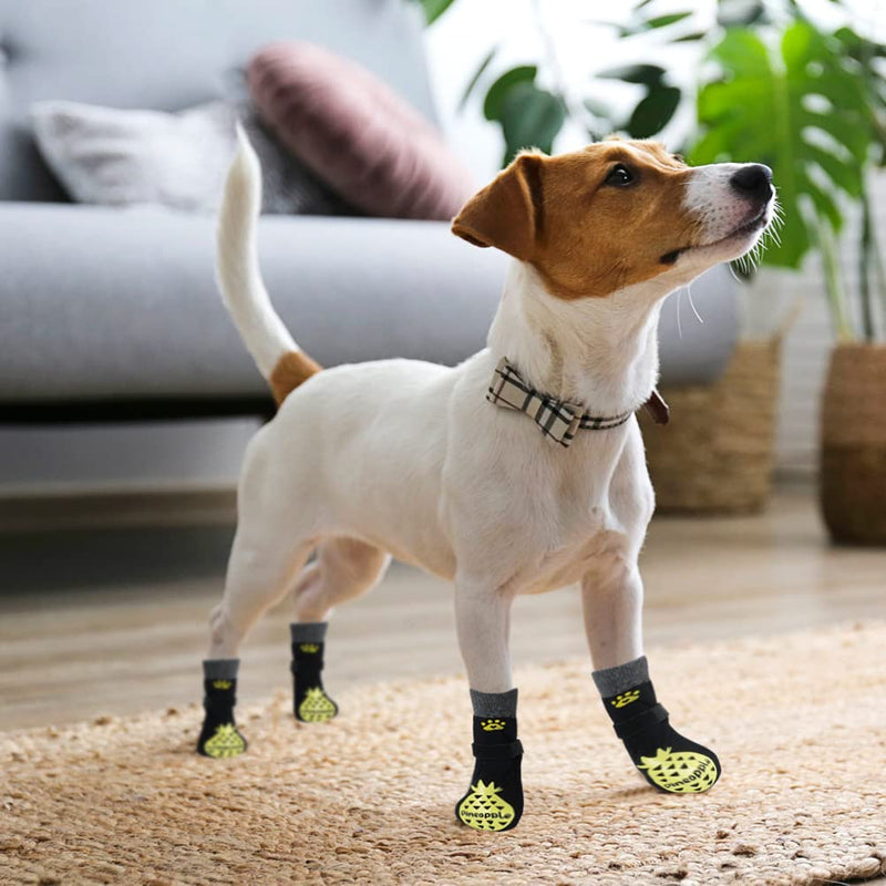 BEAUTYZOO Anti-Slip Dog Socks with Grips for Small Medium Large Dogs Double Side Traction Control Non-Skid for Hardwood Floor Protection Pineapple - PawsPlanet Australia