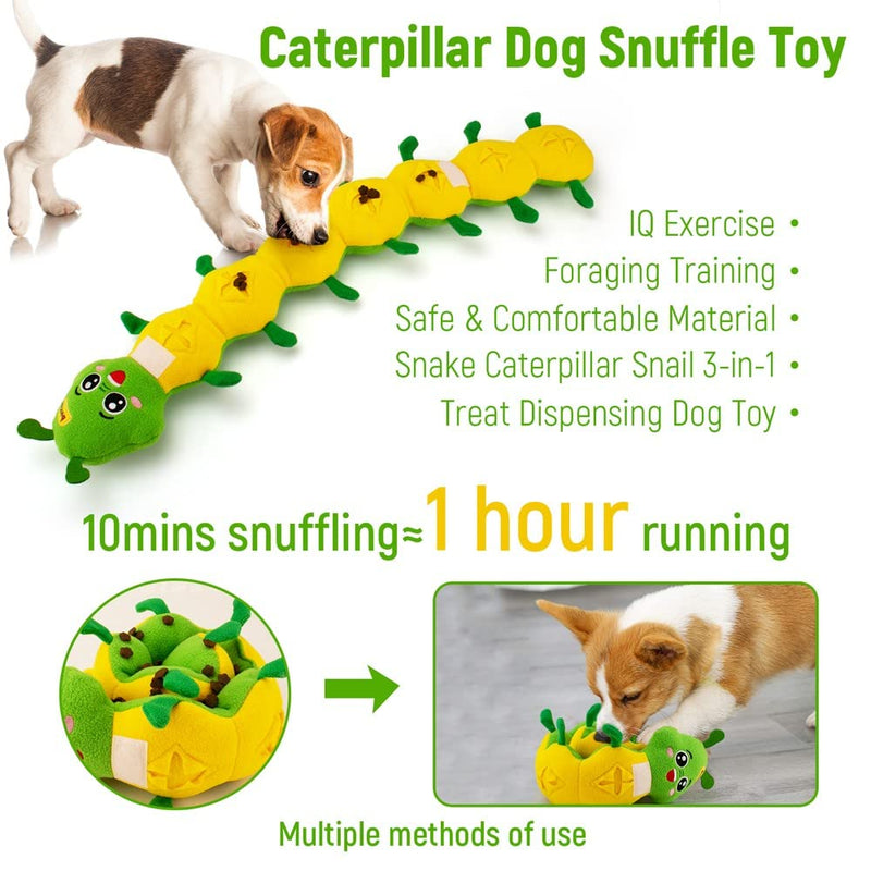 beetoy Dog Puzzle Toy, Caterpillar Sniffing Dog Toy Interactive Squeaky Soft Plush Teething Toy for Boredom Puppies - PawsPlanet Australia