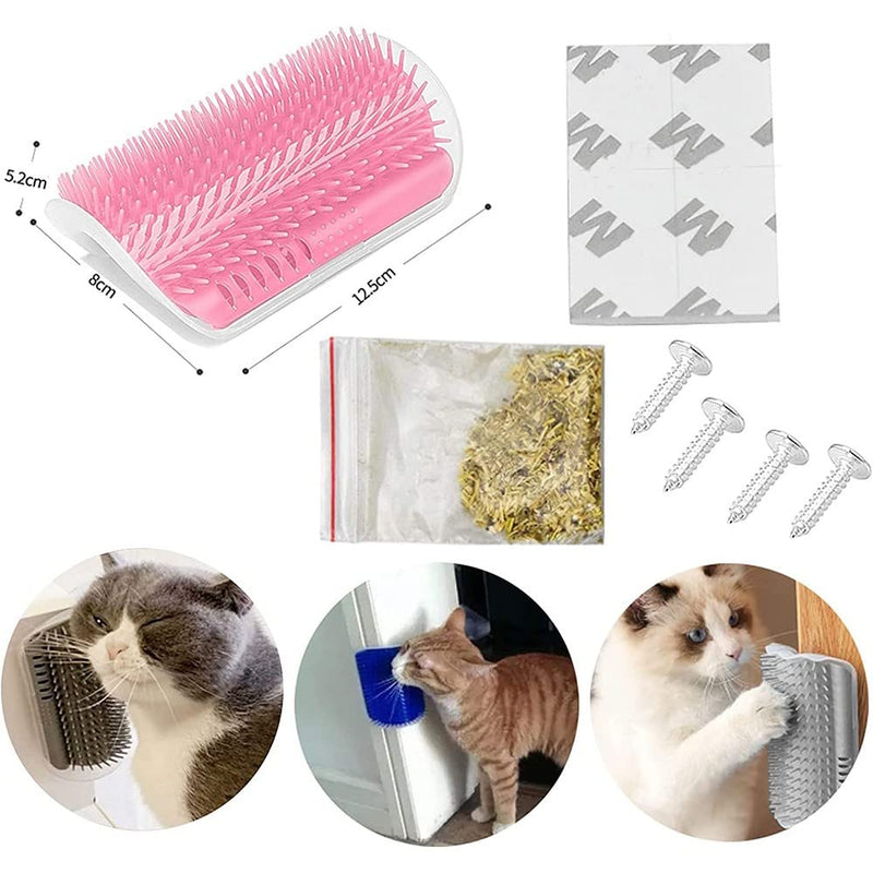 LATRAT 4pcs Cat Self Groomer Brush Wall Corner Cat Brush Pet Brush Cat Brush for Dogs Cat Massage Hair Removal Self Groomer Pet Grooming Comb Hair Removal Massage Brush - PawsPlanet Australia