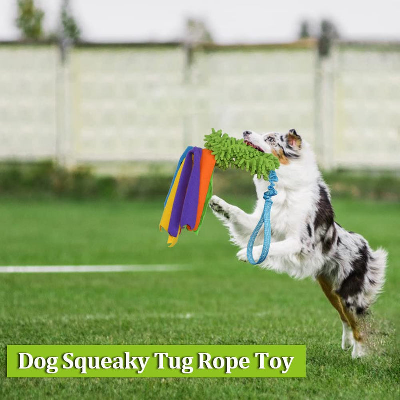 ASOCEA Dog Rope Tug Toy Squeaky Bungee Dog Toy Interactive Chasing Pull Toy Outdoor Training Chew Toy for Small Medium Dog Puppy Training Playing Exercise - PawsPlanet Australia