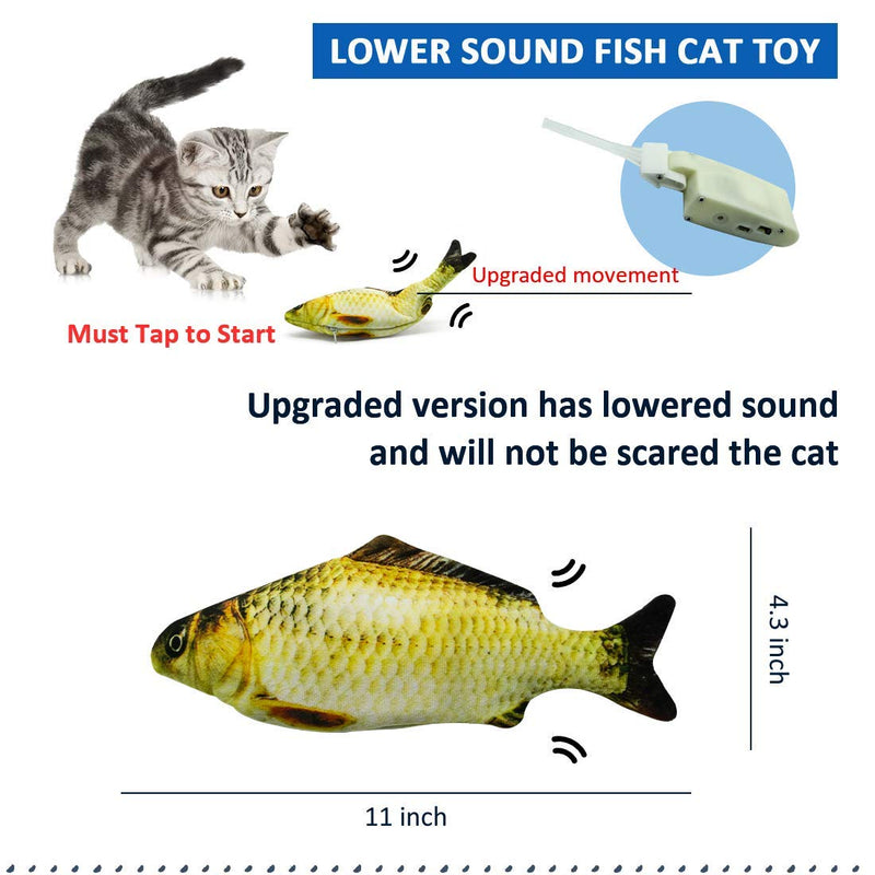 [Australia] - Floppy Fish Cat Toy,Interactive Fish Cat Toys,11"USB Charging Dancing Fish Cat Toy,Made of Cotton and Short Plush,Cat Kicker Fish Toy Can Chew and Kick,Reducing Stress for Cats.（Must Tap to Start） yellow 