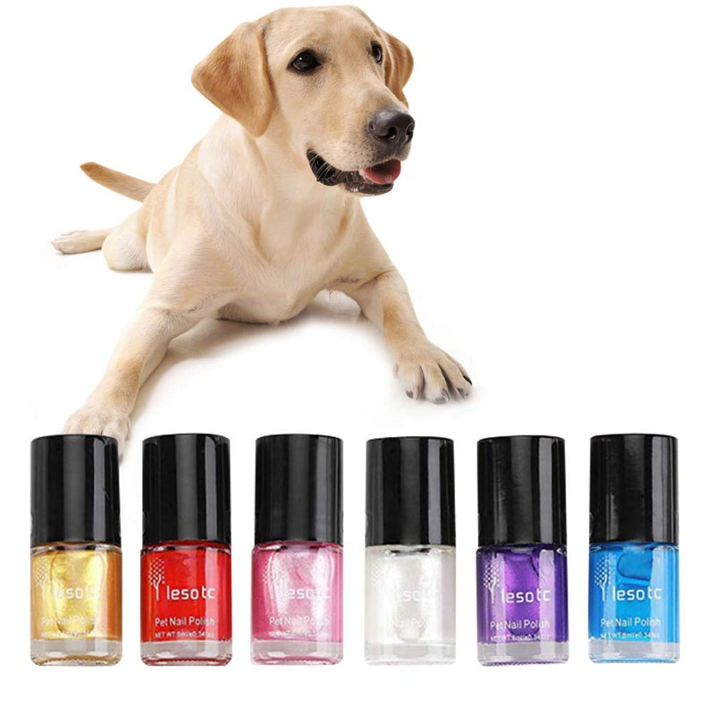 [Australia] - Balacoo 6pcs Non-Toxic Water-Base Healthy Ingredients Pet Dog Nail Polish Pet Supplies 