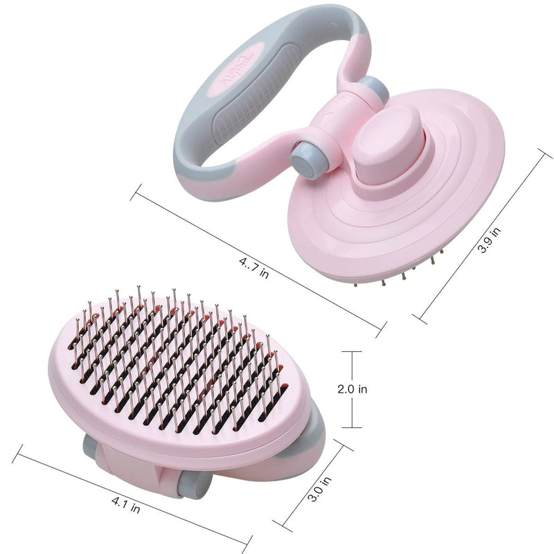 [Australia] - Songway Self Cleaning Slicker Brush,Pet Massage Comb,Hair Shedding Grooming Tools for Dogs and Cats,Foldable&Angle-Adjustable Beauty Brush,Clean Brush for Medium Long Fur Pink 