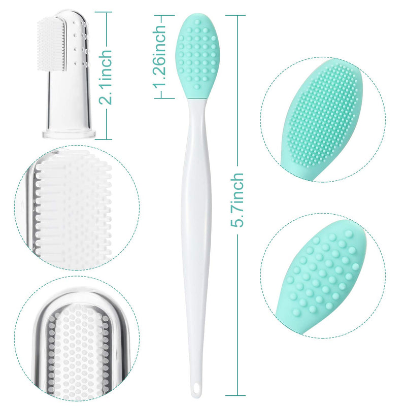 Frienda Set of 7 Pet Finger Toothbrush and Double-Sided Soft Silicone Gentle Dental Brushes Kit with Curved Long Handle Dog Cat Toothbrushes Cleaning Brush Dental for Most Pets - PawsPlanet Australia