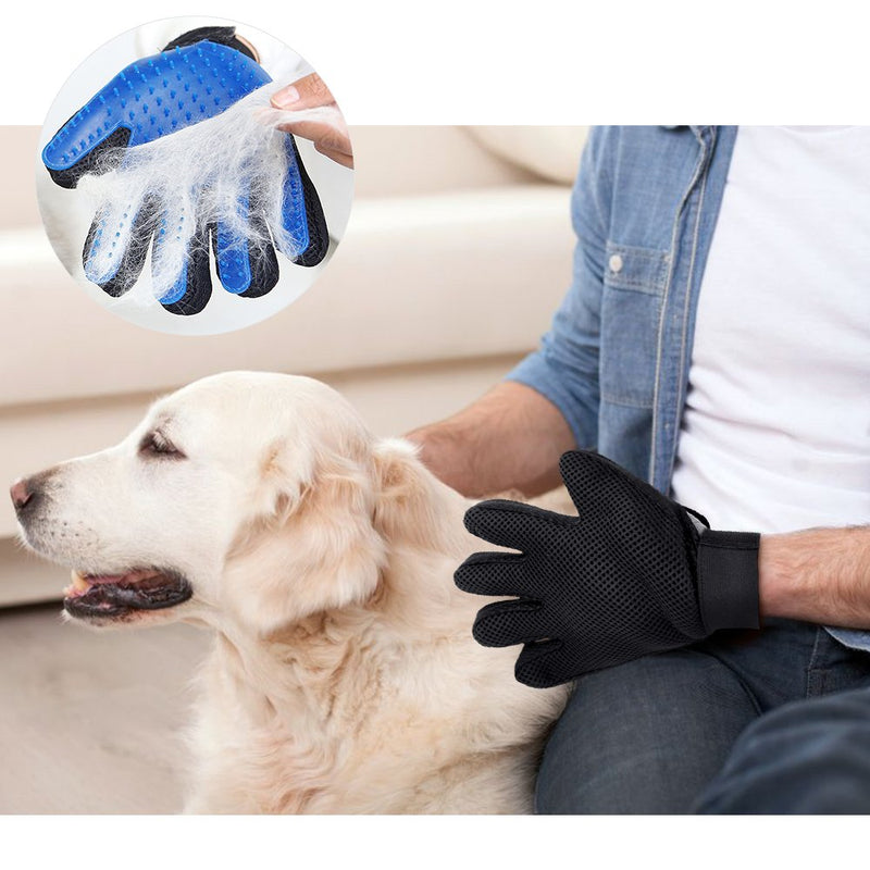 [Australia] - VIZPET Pet Grooming Glove - Dog Brush Deshedding Glove Pet Hair Remover Pet Mitt Massage Tool for Dogs,Cats,Small Animals Blue 