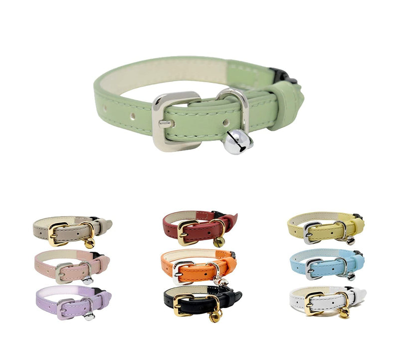 Animal Outfitters UK Purrfect Pastel Collection Faux Leather | Breakaway | Adjustable | Cat Collar | Kitten Collar (Mint Silver Bell) Cat collar with bell | Quick Release | Green Mint - PawsPlanet Australia