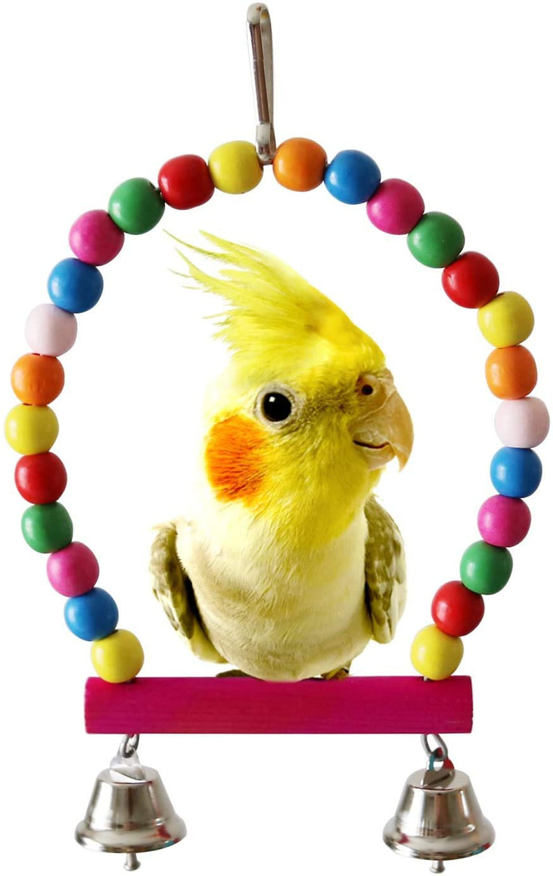 Wonninek 5 pcs Bird Parrot Toys Hanging Bell Pet Bird Cage Hammock Swing Toy Hanging Toy for Small Parakeets Cockatiels - PawsPlanet Australia