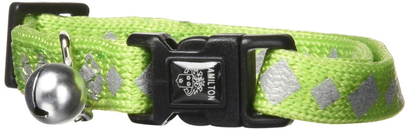 [Australia] - Hamilton Adjustable Reflective Break-A-Way Cat Safety Collar, 3/8-Inch by 8-Inch to 12-Inch Green 
