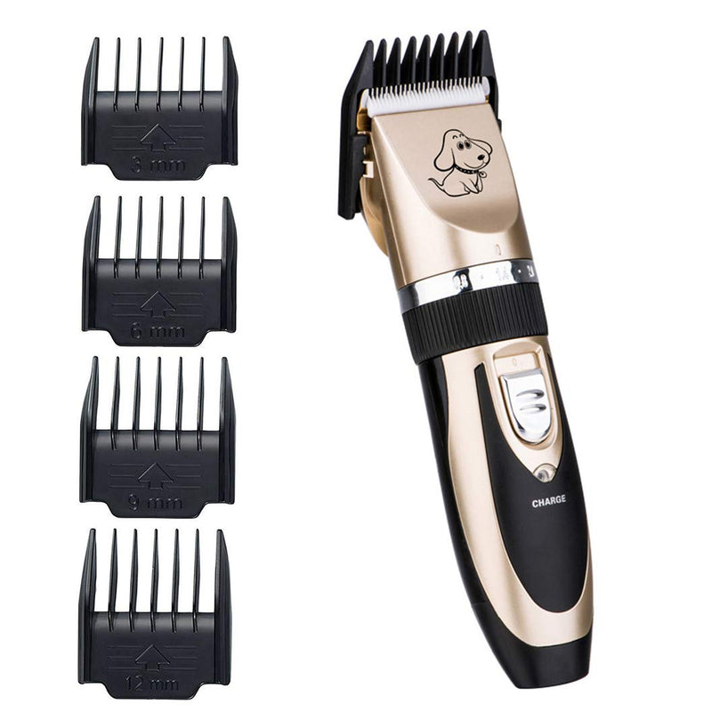 Otstar Dog Clippers, Rechargeable Cordless Dog Grooming Clipper Kit for Dogs Cats and Other Animals with Stainless Steel Comb and Scissors, Low Noise Low Vibration Dog Shaver (Black and Gold) Black and Gold - PawsPlanet Australia