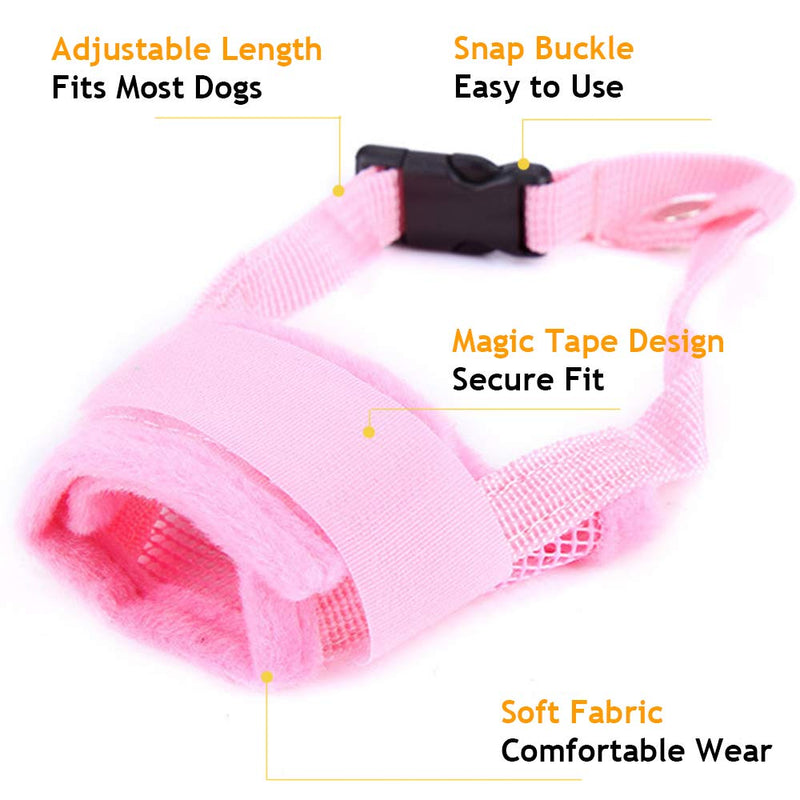 TFENG Dog Muzzle Soft Prevents Food Scavenging Avoid Harmful Self-Licking No Barking Pink XXL XXL(Snout Girth: 28-34cm) - PawsPlanet Australia