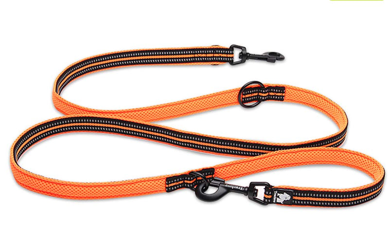 Tineer Pet Adjustable Hands Free Nylon Multi-fuctional Reflective Dog Lead Leash for Walking Training Dog Leashes (M, Orange) M - PawsPlanet Australia