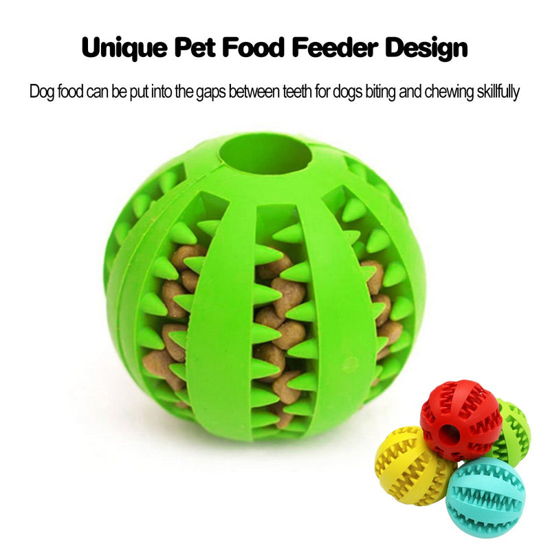 [Australia] - Idepet Dog Toy Ball, Nontoxic Bite Resistant Toy Ball for Pet Dogs Puppy Cat, Dog Pet Food Treat Feeder Chew Tooth Cleaning Ball Exercise Game IQ Training Ball 2 Pack- Blue & Green 