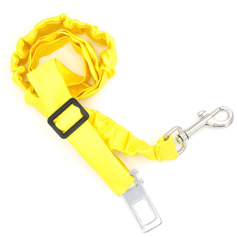 Car Seat Belt for Dogs Cats Pets Adjustable Heavy Duty Elastic Car Seat Belt with Elastic Nylon Bungee Buffer (Yellow) Yellow - PawsPlanet Australia