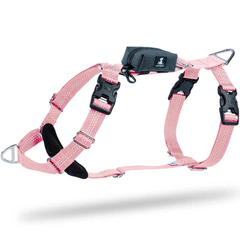 SparklyPets No Pull Dog Harness for Medium & Large Breeds – Easy Walk Harness with Poop Bag Holder – Adjustable Dog Halter for All Body Types (Light Pink, Medium) Light Pink - PawsPlanet Australia