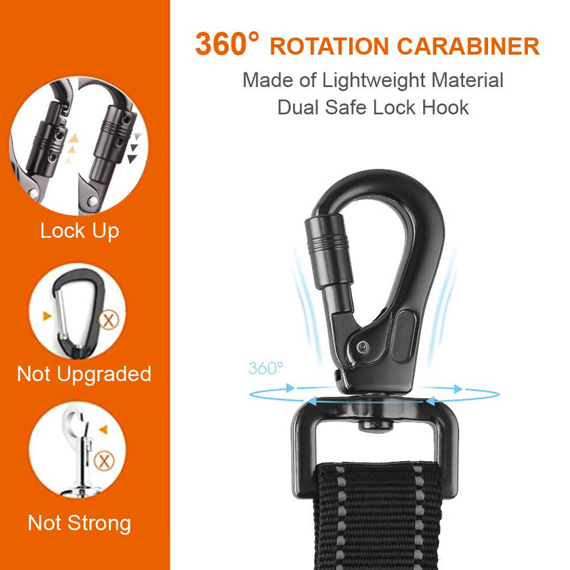 Dog seat belt 3 in 1, car belt dog reflective, with adjustable elastic shock absorption and strong carabiner seat belt, with storage bag. for all dog breeds & cars. - PawsPlanet Australia
