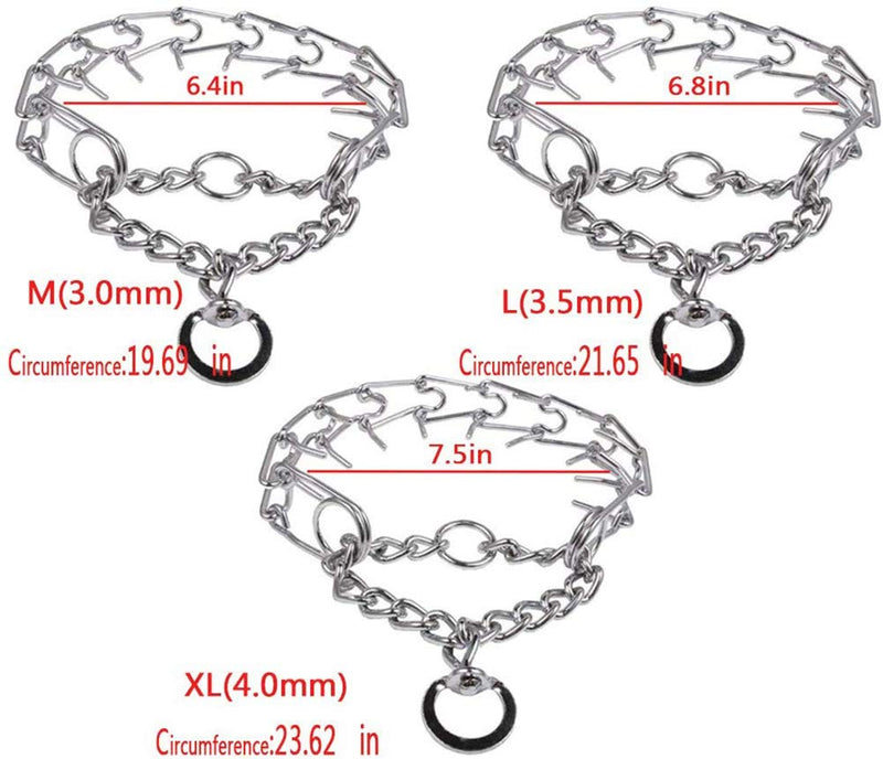 Darkyazi Durable Pinch Collar Stainless Steel Dog Adjustable Pet Training Collar for Medium Large Dogs Medium (Pack of 1) Silver - PawsPlanet Australia