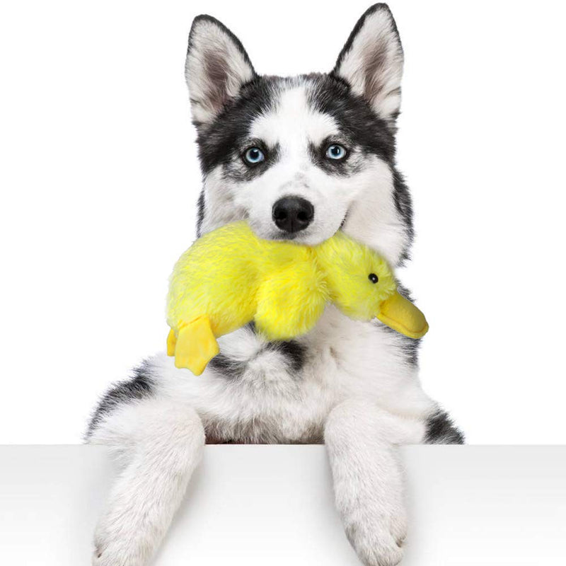 [Australia] - EXPAWLORER Pet Plush Squeaky Dog Toy Cute Duck Interactive Filler Chew Toys for Dogs Yellow 