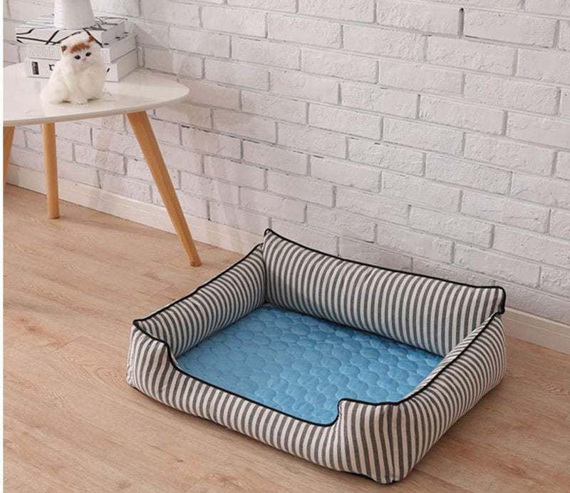[Australia] - Nesutoraito Washable Summer Cooling Mat for Dogs Cats Kennel Mat Breathable Pet Crate Pad Cusion Sleep Mat for Carrier Bag Dog Self Cooling Mat L Blue 