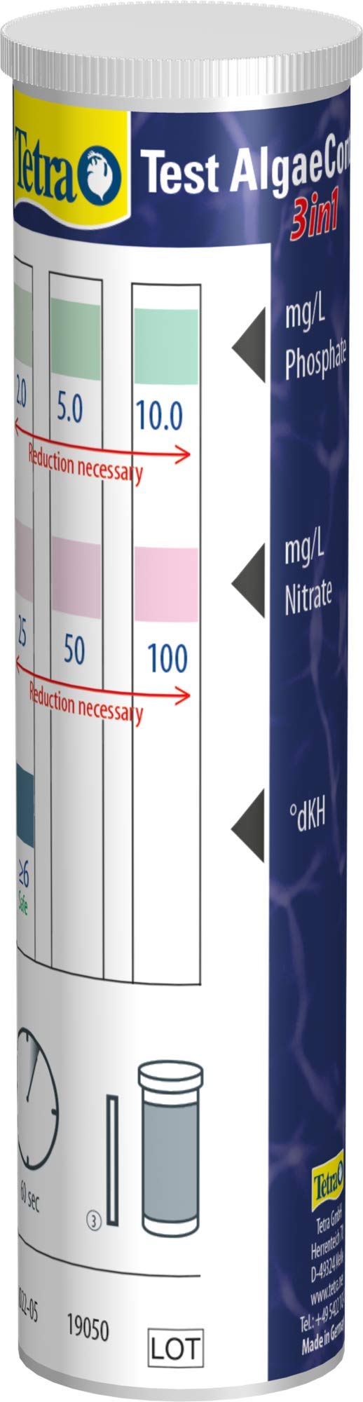 Tetra AlgaeControl 3-in-1 Test - Water Test for Checking the Most Important Algae Parameters in Pond or Aquarium, 1 Can (25 Test Strips) - PawsPlanet Australia