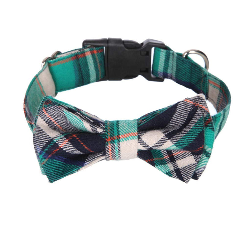 Yih Vane Plaid Large Dog Bow Tie Collar - Green - PawsPlanet Australia