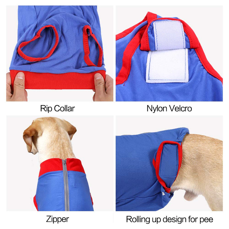 Dog Recovery Suit Surgical - Recovery Shirt for Dog Male Female, Cone E-Collar Alternative Pet Surgical Suit Post Operative Abdominal Wounds Prevent Licking (XS, BLUE) XS (Pack of 1) - PawsPlanet Australia