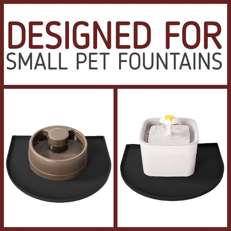 Leashboss Fountain Mat, Silicone Water Mat Designed for Pet Fountains, Dog Gravity Water Bowls, Automatic Dispensing Cat Feeders Small - 14 x 12 Inches Black - PawsPlanet Australia