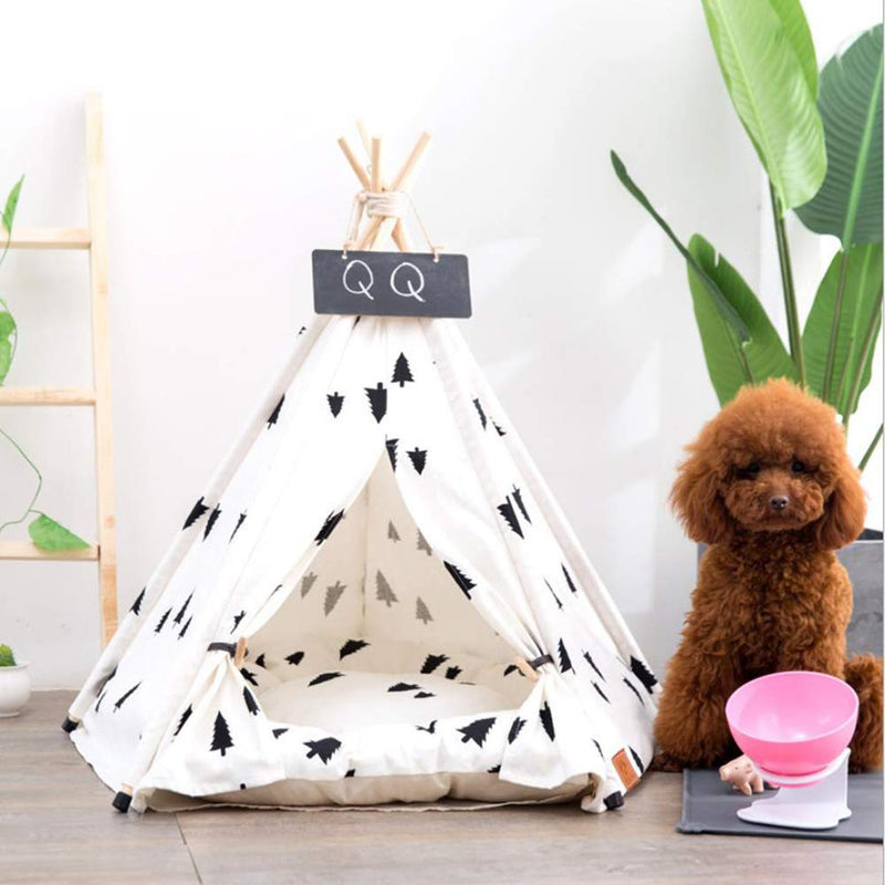 Arkmiido Dog Teepee Bed Cat Tent-Portable Pet Dog Tent Indoor Dog House-Puppy Dog Bed Accessories for Small Dogs- Pet Houses for Puppy or Cat with Thick Cushion and Blackboard - PawsPlanet Australia