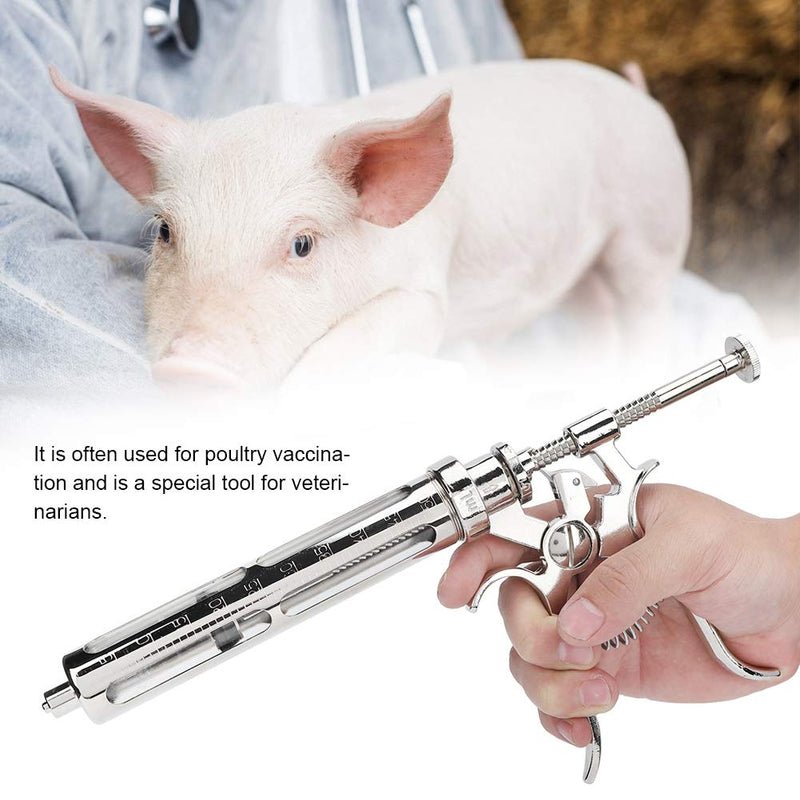 Stainless Steel Veterinary Injection Injector Syringe with Adjusteable Five Gears Measuring Clip Device Veterinary Vaccine Syringe for Livestock Horse Cow Pig Sheep Pet - PawsPlanet Australia