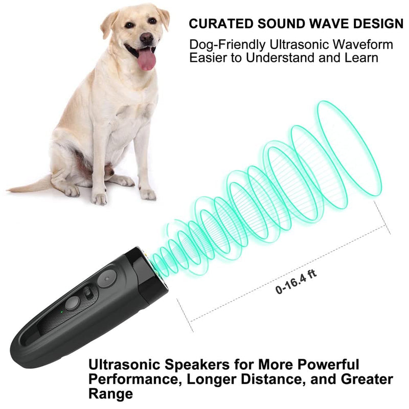 Ultrasonic Dog Bark Deterrent - Rechargeable Bark Control Device - Dog Barking Deterrent Devices - Dog Behavior Training Tool Control Devices of 16.4 Ft Effective Control Range with Dog Whistles -PU60 - PawsPlanet Australia