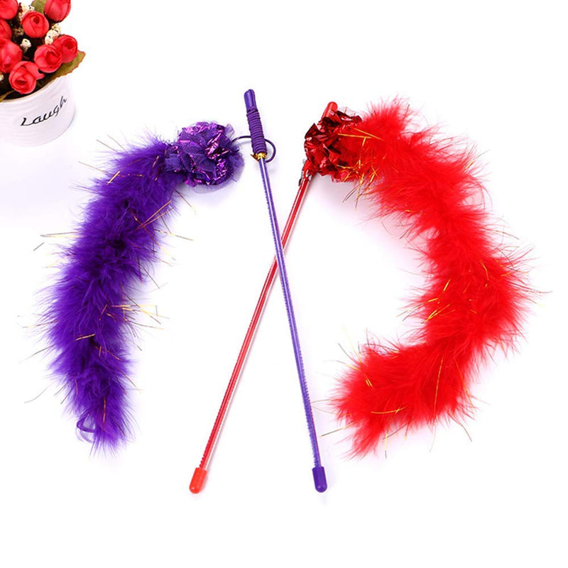 NEKOSUKI Cat Wand and Rainbow Toy, 2Pcs Interactive Cat Teaser Feather Wand with Sound Paper and 1Pcs Rainbow Ribbon Wand for Kitten Cat Having Fun Exerciser Playing - PawsPlanet Australia