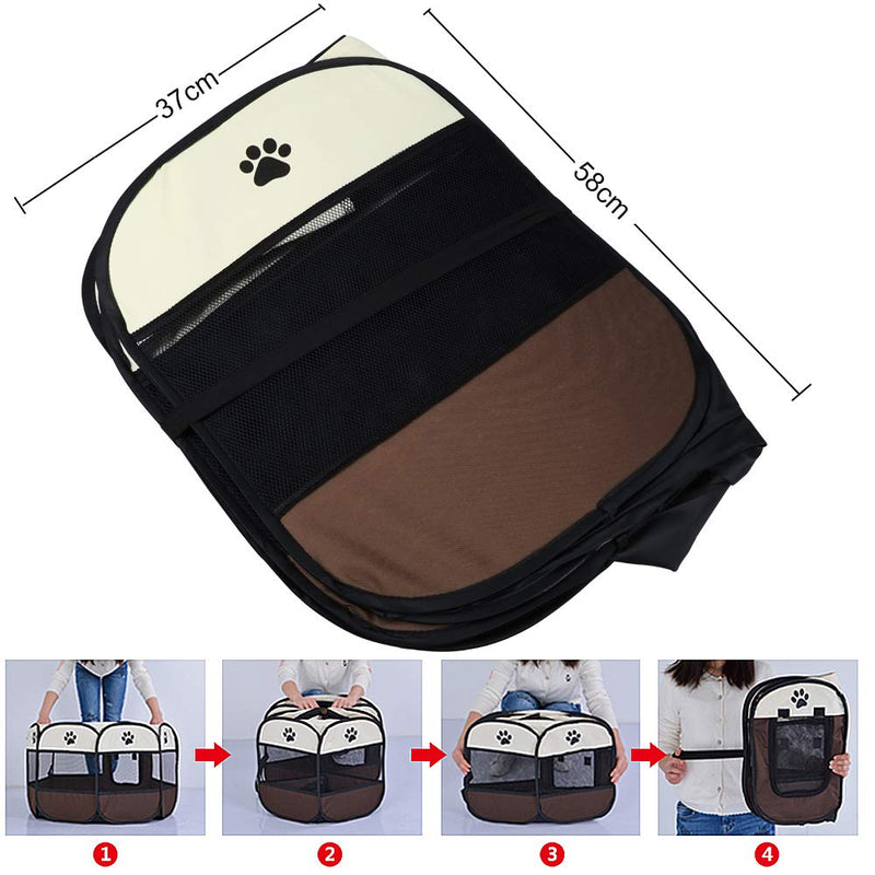 Coolty Foldable Puppy Playpen Animal Playpen for Small Animals such as Dogs, Cats, Rabbits, 73 * 73 * 43cm (Brown) Brown - PawsPlanet Australia