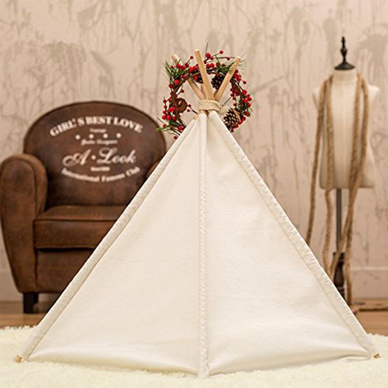 Pet Teepee Dog & Cat Bed DEWEL Portable Washable Dog Tent Lace Style Pet Sweet House for Dog Cat Pet (Without Cushion) H 24"*D20" - PawsPlanet Australia