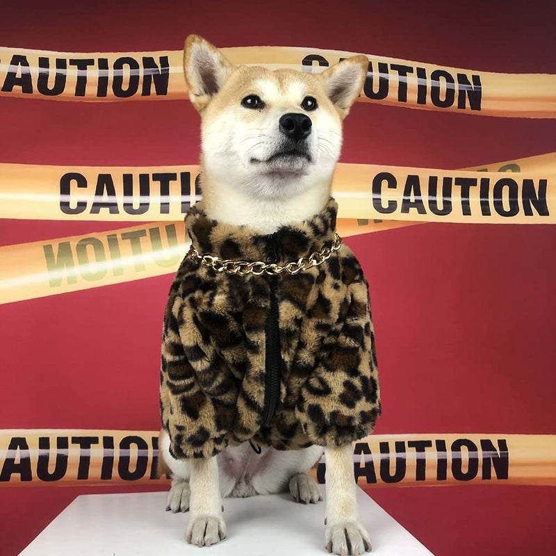 Winter Dog Coat Leopard Pet Dog Clothes Windproof Dog Sweater Warm Fleece Padded Winter Dogs Cats Puppy Small Medium Large Brown X-Small - PawsPlanet Australia