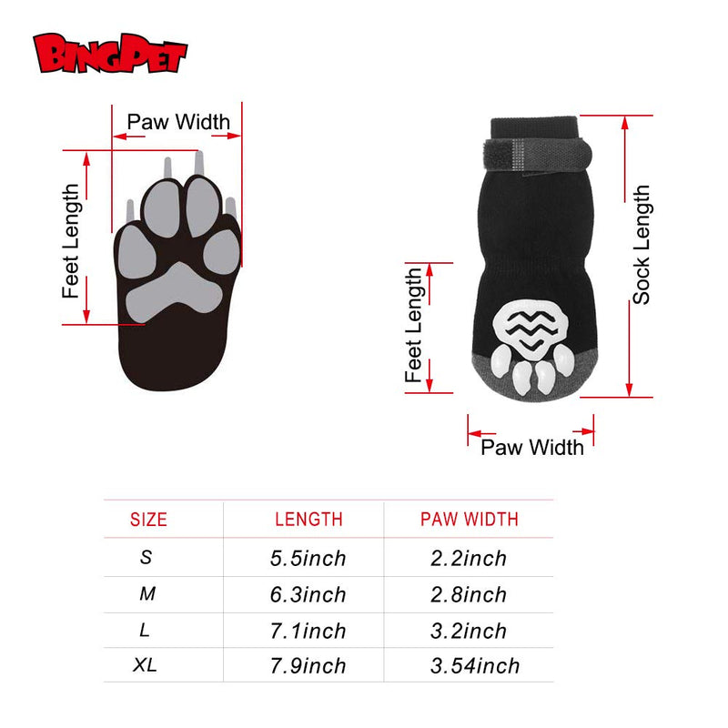 [Australia] - BINGPET Anti Slip Dog Socks for Hardwood Floors, Pet Paw Protectors with Grips S 