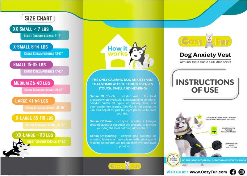 CozyVest 3-in-1 Dog Anxiety Vest Music & Aromatherapy Dog Coat Relaxing Sound & Essential Oil Scent Canine Stress Relief Fireworks Thunder Separation Shirt Jacket Thunderstorm Small [15-25 Lbs] Gray - PawsPlanet Australia