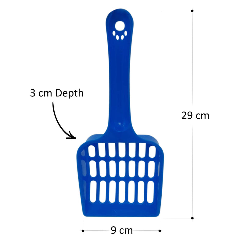 volila Cat Litter Scoop With Strong Plastic Easy Handle For Pet Poop, Easy to Clean, Dark Blue (3 Pack) (blue, poop) - PawsPlanet Australia