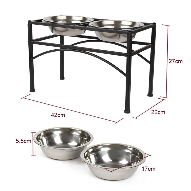 FUNKEEN PET HOUSE Double Stainless Raised Dog Bowls Elevated Puppy Dog Cat Food Feeder With Dog bowls Stand (Medium) Medium - PawsPlanet Australia