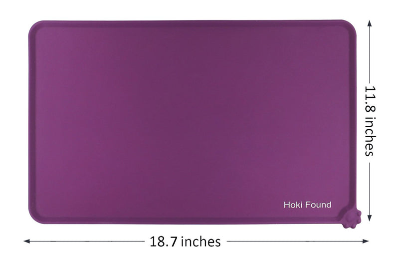 [Australia] - Hoki Found Silicone Waterproof Dog Cat Pet Food Mats Tray - Non Slip Pet Dog Cat Bowl Mats Placemat - Dog Pet Cat Feeding Mat … Set of 1 Eggplant Purple 