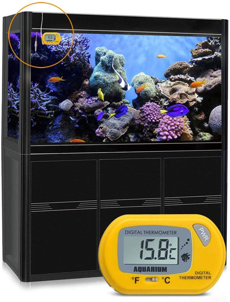 DollaTek 2Pcs LCD Digital Aquarium Thermometer Fish Tank Water Terrarium Temperature - Yellow - PawsPlanet Australia