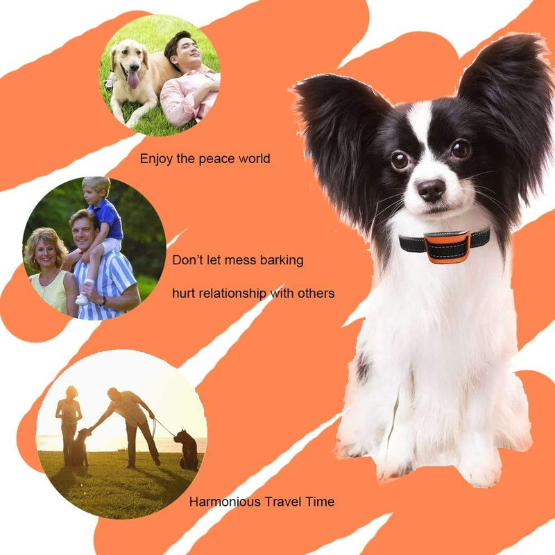 MASBRILL Anti Barking Dog Collars, No Bark Collar for Small Medium Large Dogs, Anti Barking Collar Training Dog Stop Barking Deterrent Device, 7 Levels Adjustable Sensitivity - Orange - PawsPlanet Australia