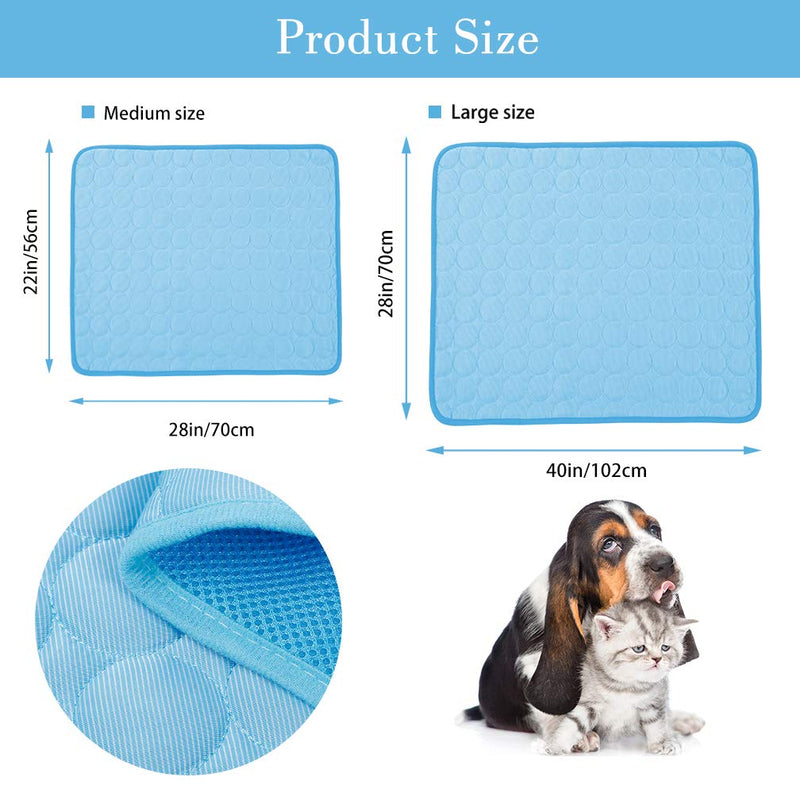PrettyQueen Dog Cooling Mat Dog Summer Pet Cooling Pad Pet Cats Cooling Blanket Keep Pets Cool Comfort for Cats and Dogs 28x22''/70x56cm Blue - PawsPlanet Australia