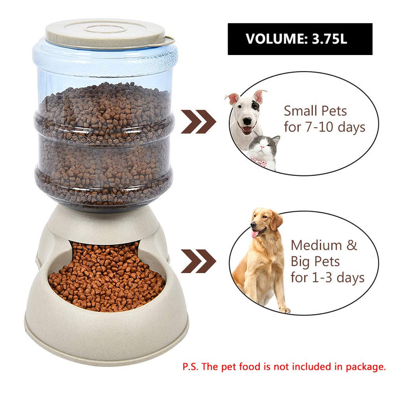 [Australia] - Decdeal 3.75L Dog Cat Automatic Gravity Food Dispenser Feeder Food Bowl Large Capacity Food Dispenser for Pet 