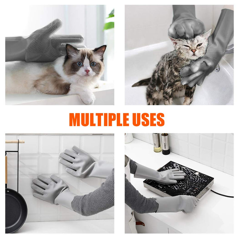 [Australia] - Aufew Magic Pet Grooming Gloves Dog Bathing Shampoo Gloves, Heat Resistant Eco-Friendly Silicone Hair Removal Gloves with High Density Teeth for Cats, Dogs 