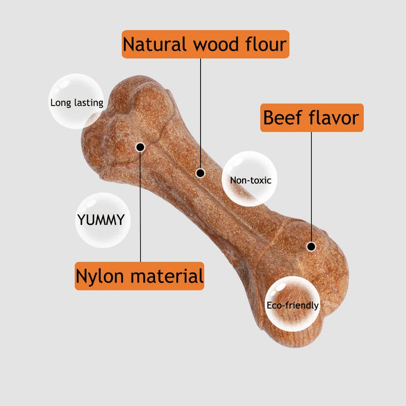 Periend Yumibone Nylon Chew Toy Beef Flavor Tough Durable Extreme Power Chewer for Aggressive Chewers, Safe and Long Lasting Dog Teething Chew Bones for Large/Medium - PawsPlanet Australia