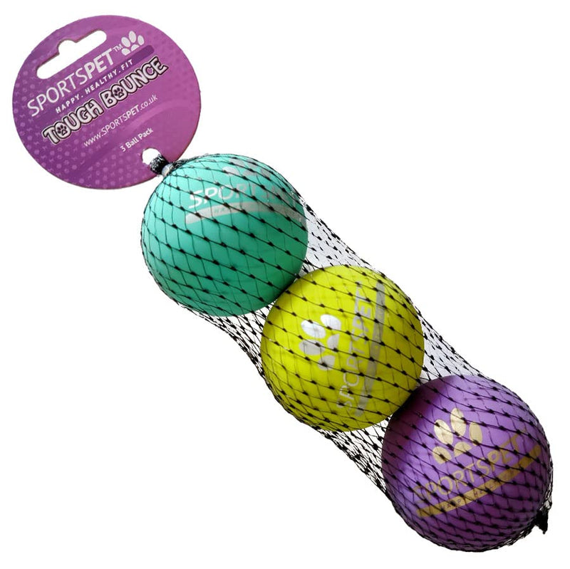 SPORTSPET Tough Bounce Natural Rubber Dog Balls (3 Pack Tough) 3 Pack - PawsPlanet Australia