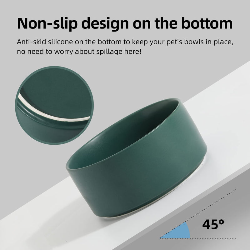 Havniva Raised Non-Slip Ceramics Dog Bowl for Medium and Large Dog Adjustable Height Dog Bowl Dog Food Bowl Dog Dish Cat Water Bowl Protect Cervical Spine 6inch Bowl - Green - PawsPlanet Australia