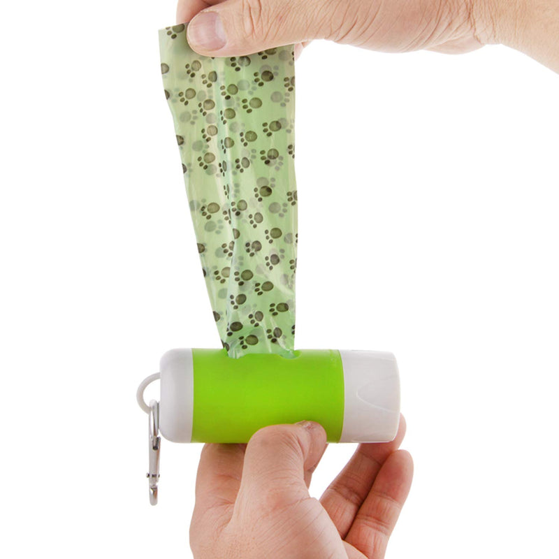 [Australia] - Guardians LED Flashlight Dog Waste Bag Dispenser Holder with Pet Waste Bag Poop Roll Bags (2 Packs) Pink+Green 